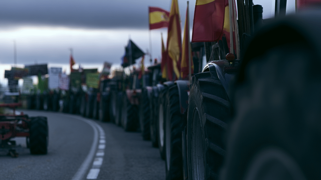 Tractores en una protesta agraria por el acuerdo Mercosur y los recortes de la PAC